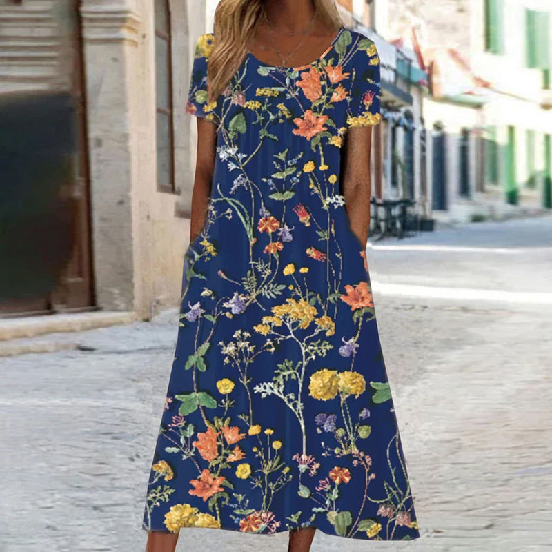 Veridia | Vestido largo de mujer con estampado floral y bolsillos | Informal