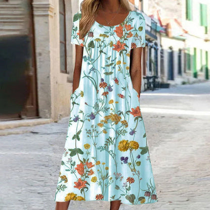 Veridia | Vestido largo de mujer con estampado floral y bolsillos | Informal