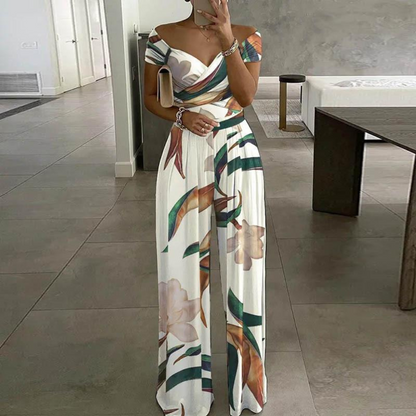 Azucena | Women's jumpsuit with wrap bodice and wide legs