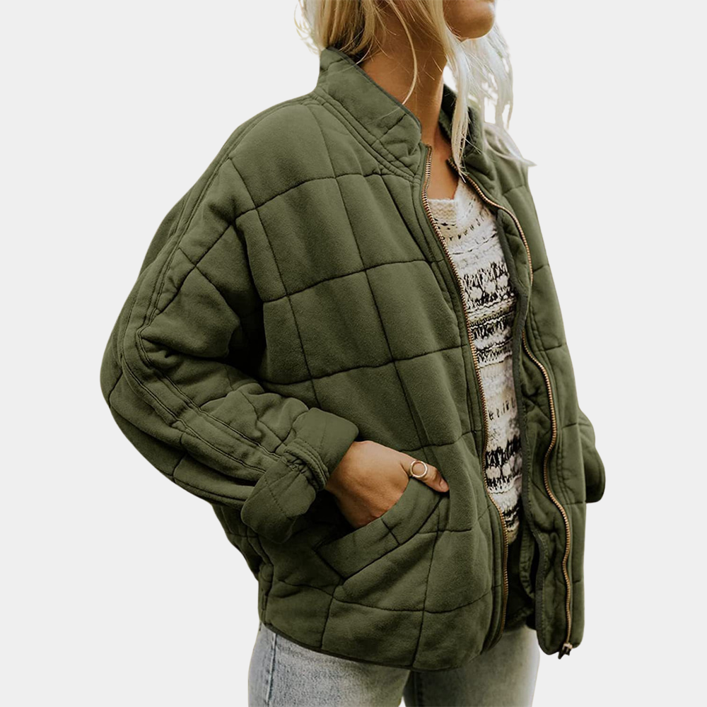 Chaqueta acolchada casual con cremallera para mujer