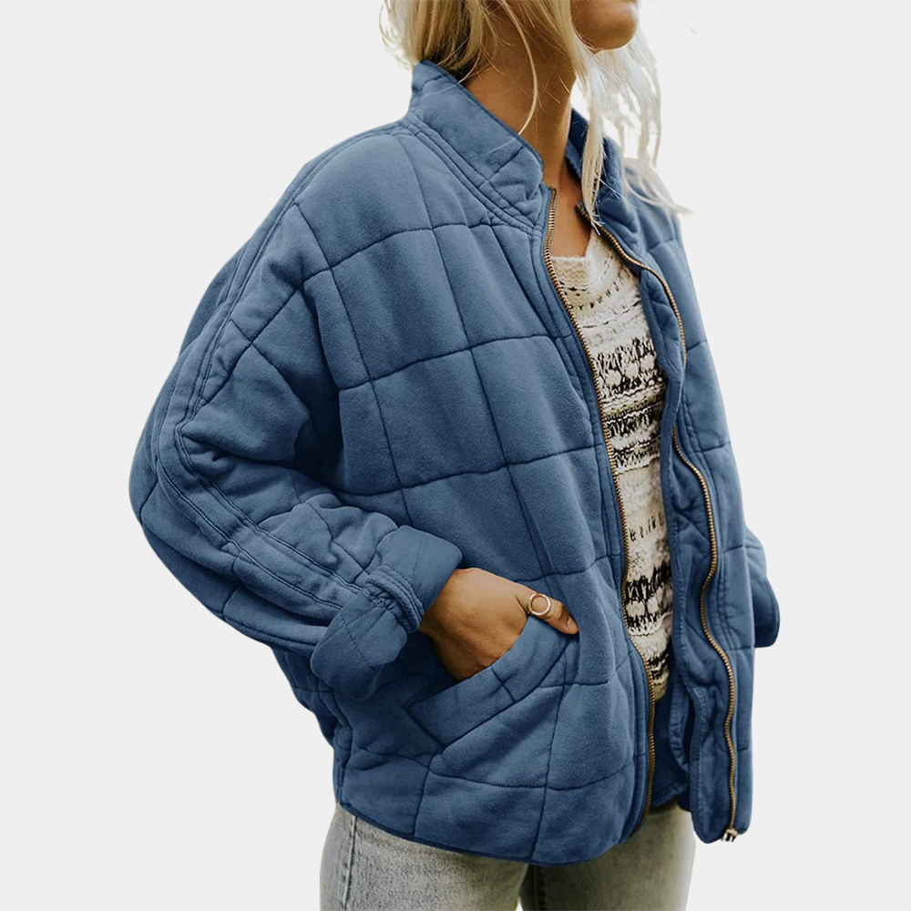 Chaqueta acolchada casual con cremallera para mujer