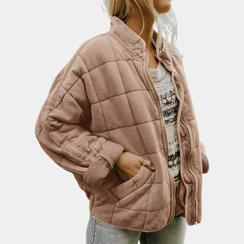 Chaqueta acolchada casual con cremallera para mujer