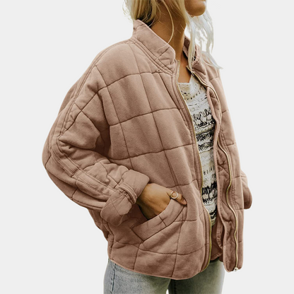 Chaqueta acolchada casual con cremallera para mujer