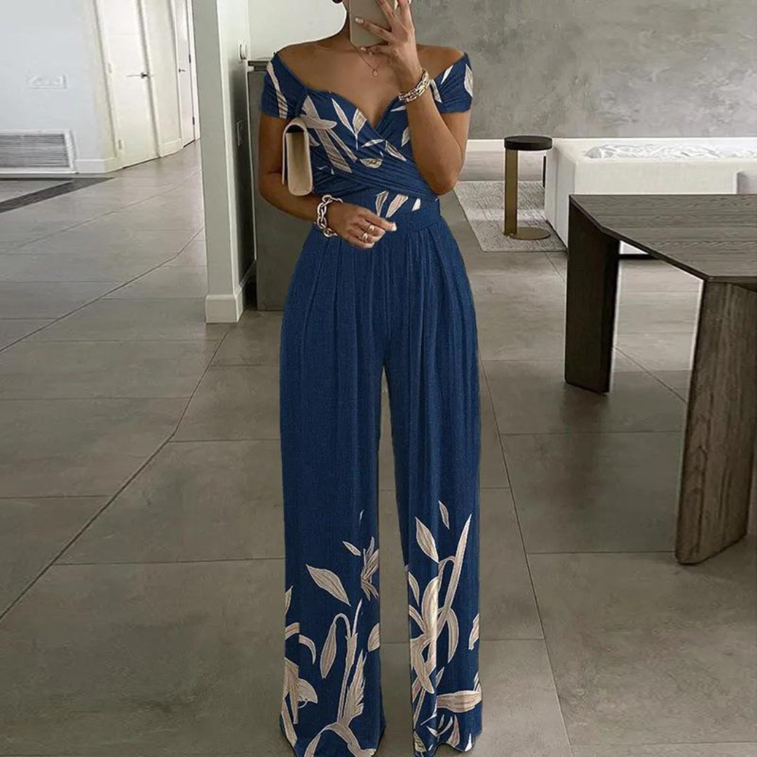 Azucena | Women's jumpsuit with wrap bodice and wide legs