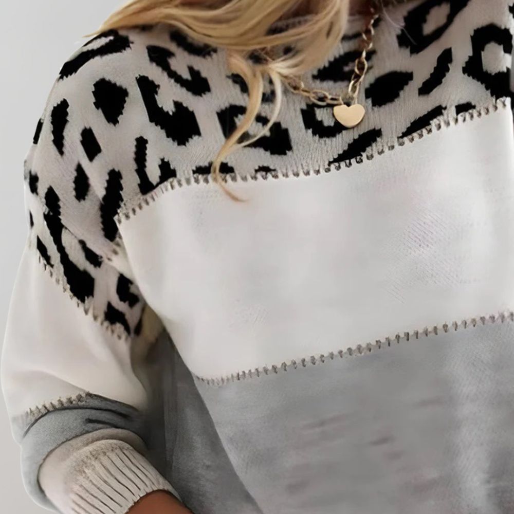Jersey de punto suave con estampado leopardo