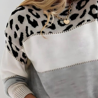 Jersey de punto suave con estampado leopardo