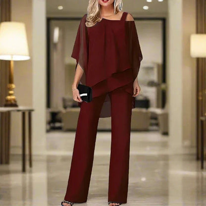 Luna | Conjunto elegante con top amplio y pantalón manga corta