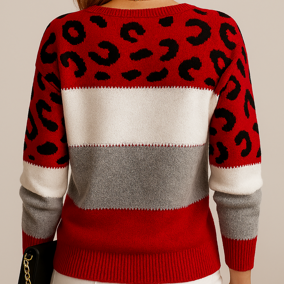 Jersey de punto suave con estampado leopardo