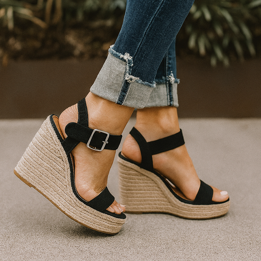 Maribel | Sandalias de cuña para mujer con diseño de verano y puntera abierta