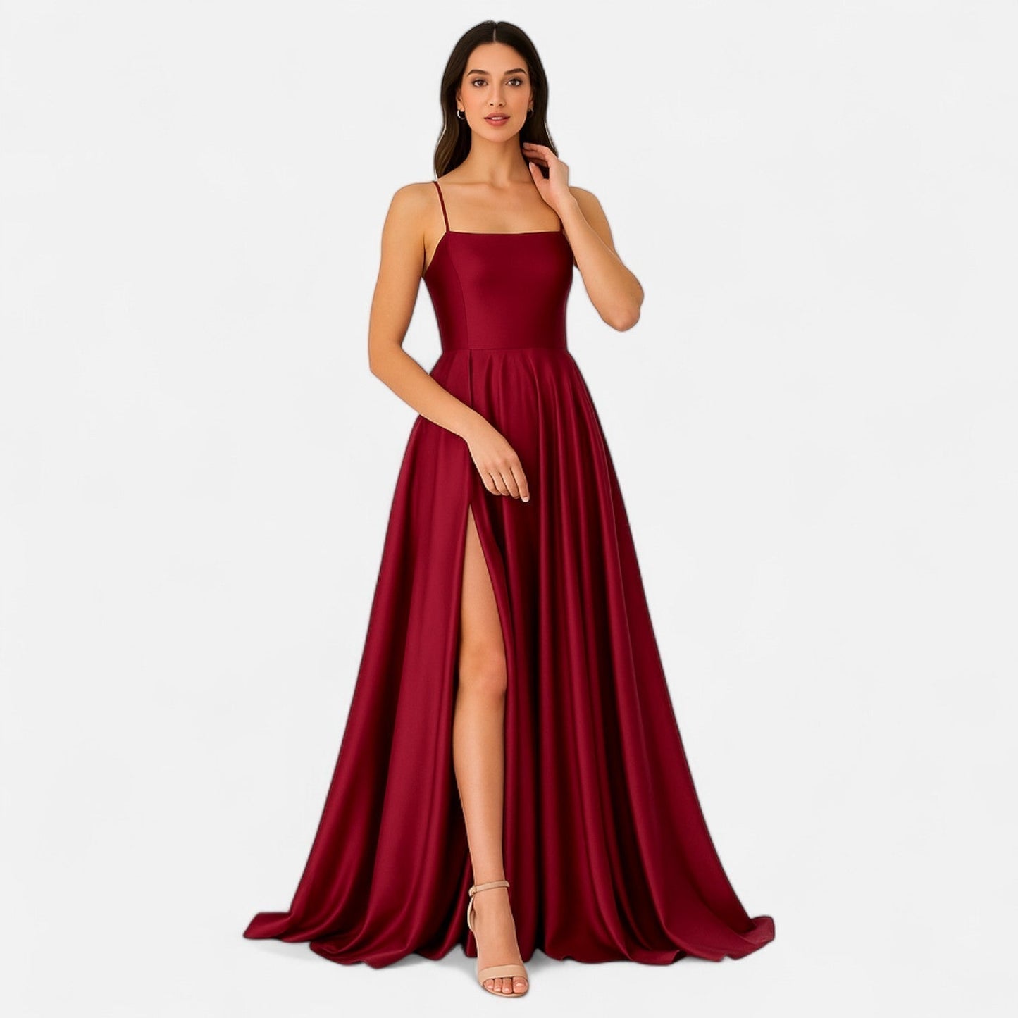 Belina | Women's maxi guest dress with slit and straps