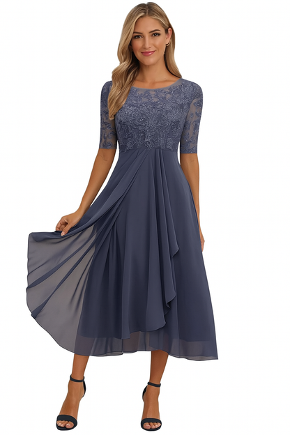 Valentina | Vestido con Corte en A y Manga Corta para Mujer