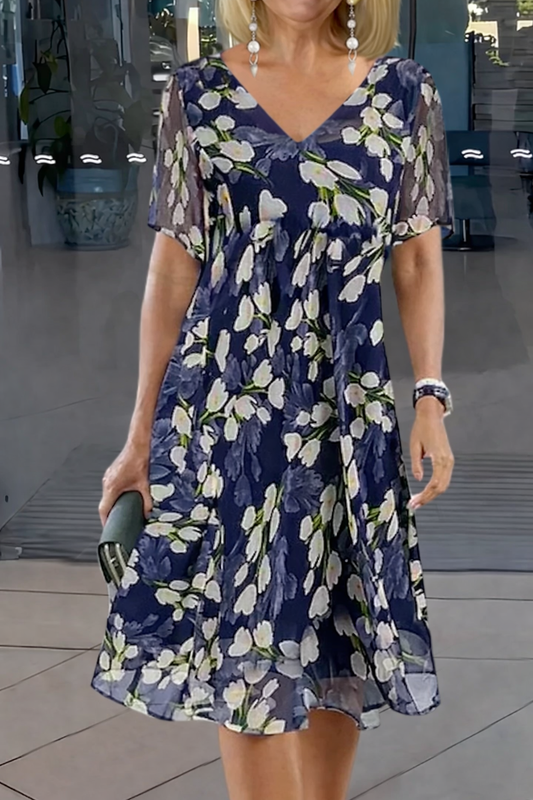 Velina | Robe mini à imprimé floral et décolleté en V