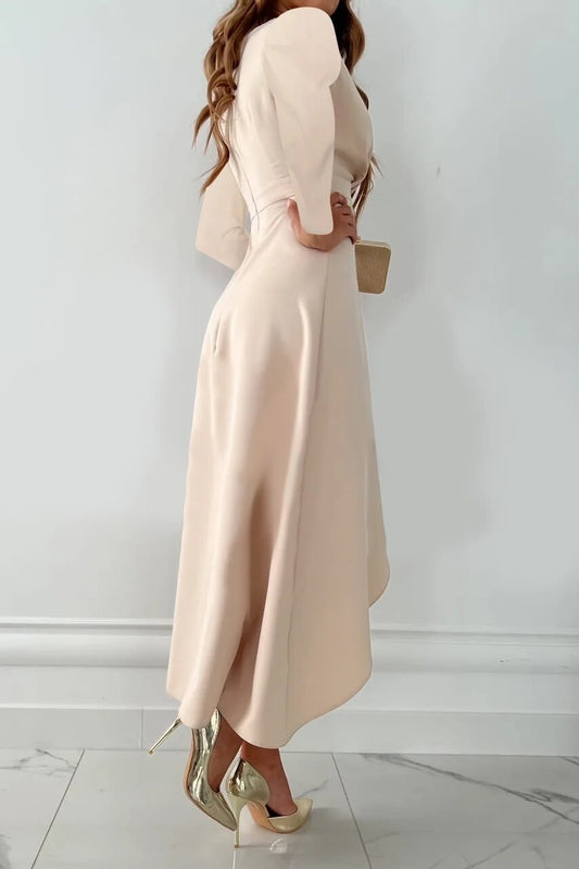 Nélida | Vestido midi cruzado de primavera con escote en V para mujer