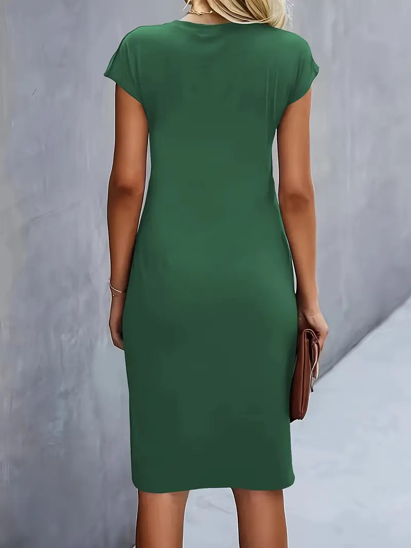 Kenia | Women's Short Sleeve Fitted Midi Dress
