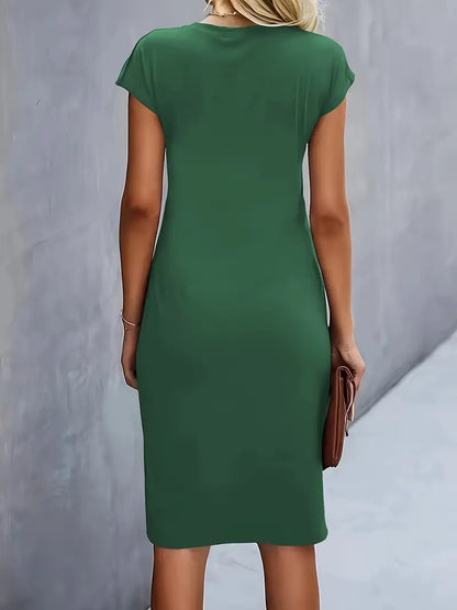 Kenia | Women's Short Sleeve Fitted Midi Dress