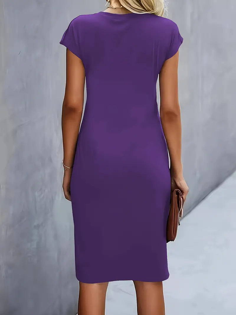 Kenia | Women's Short Sleeve Fitted Midi Dress