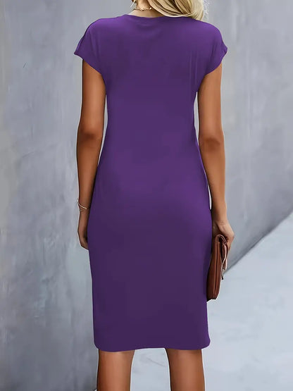 Kenia | Women's Short Sleeve Fitted Midi Dress