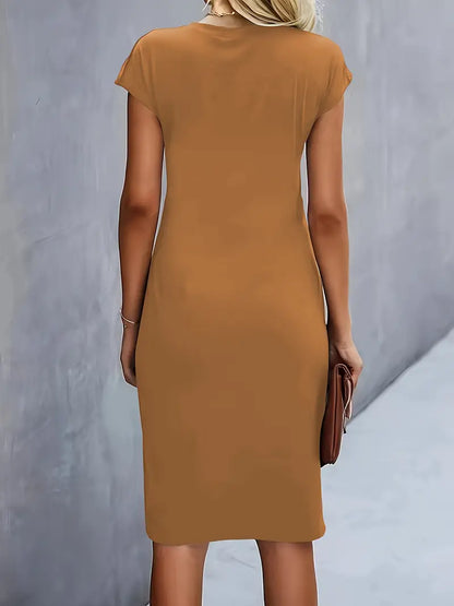 Kenia | Women's Short Sleeve Fitted Midi Dress