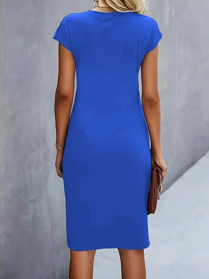 Kenia | Women's Short Sleeve Fitted Midi Dress