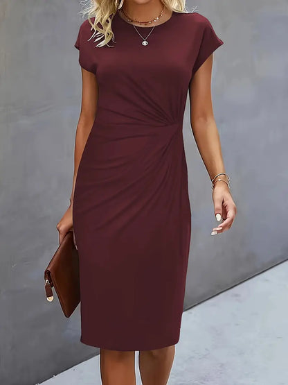 Kenia | Women's Short Sleeve Fitted Midi Dress