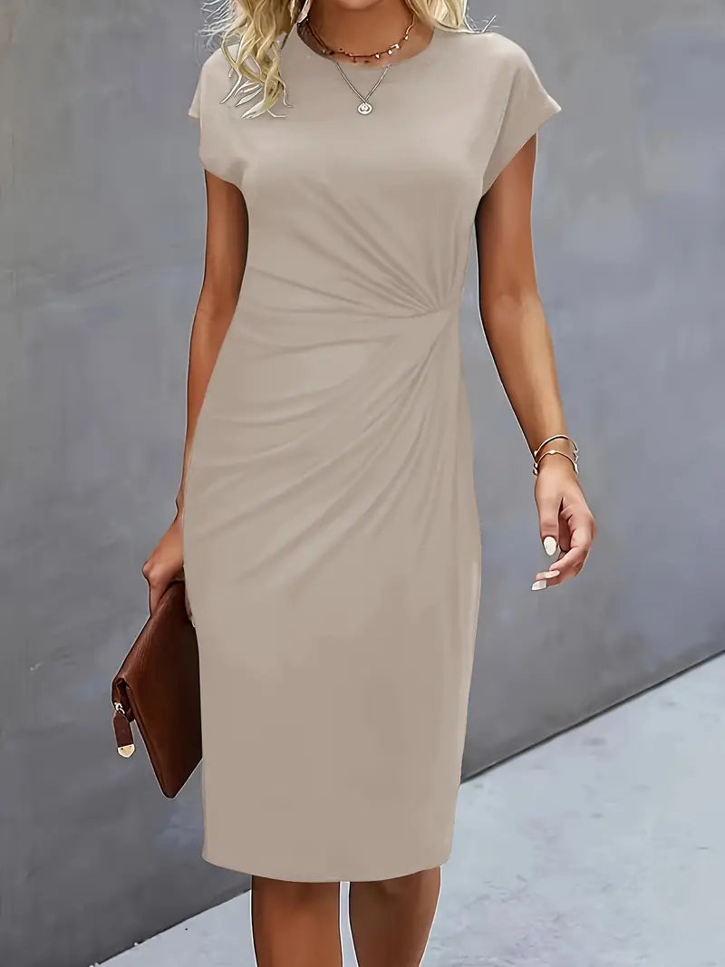 Kenia | Women's Short Sleeve Fitted Midi Dress
