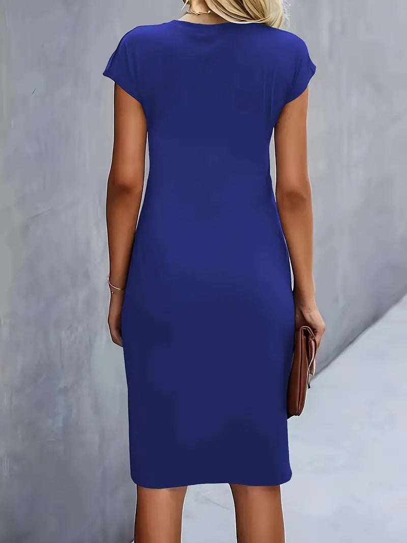 Kenia | Women's Short Sleeve Fitted Midi Dress