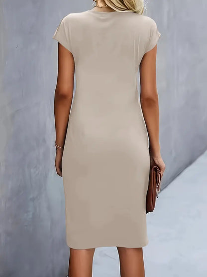 Kenia | Women's Short Sleeve Fitted Midi Dress
