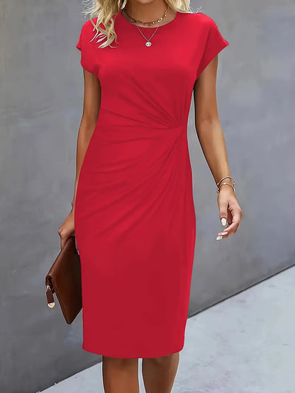Kenia | Women's Short Sleeve Fitted Midi Dress