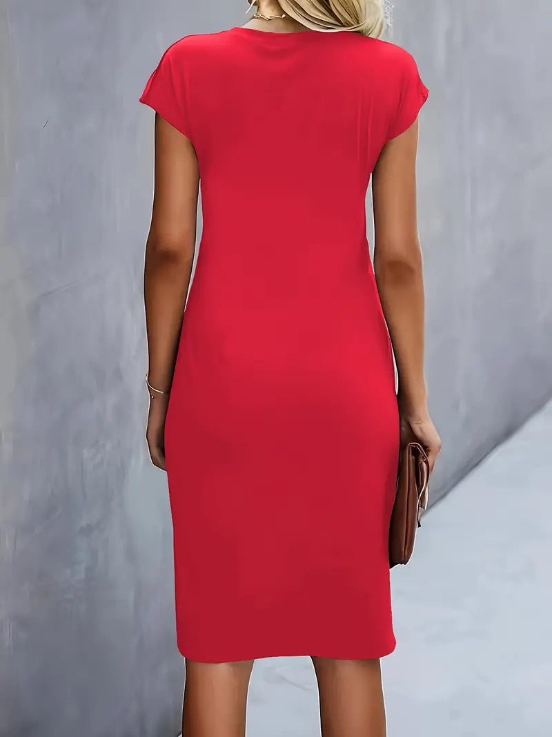 Kenia | Women's Short Sleeve Fitted Midi Dress