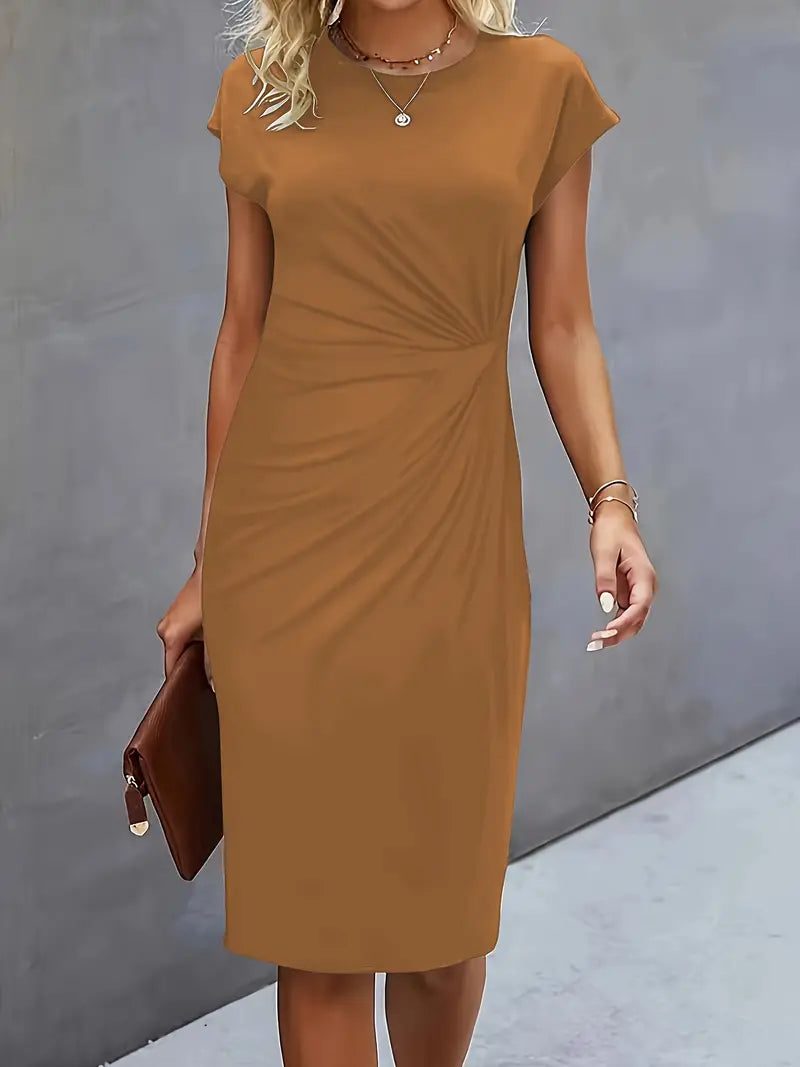 Kenia | Women's Short Sleeve Fitted Midi Dress