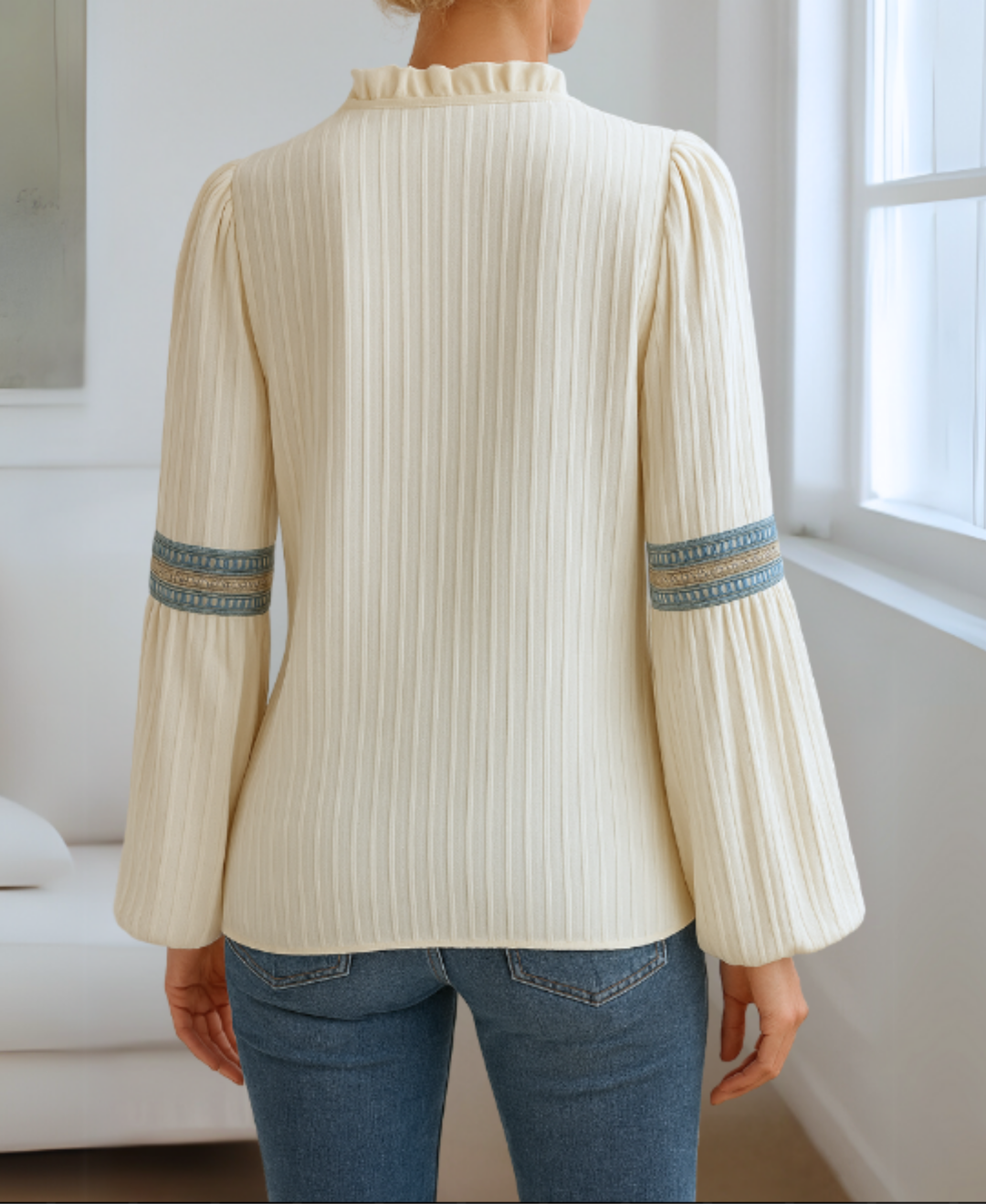 Itxaso | Blusa vintage con escote en V para mujer