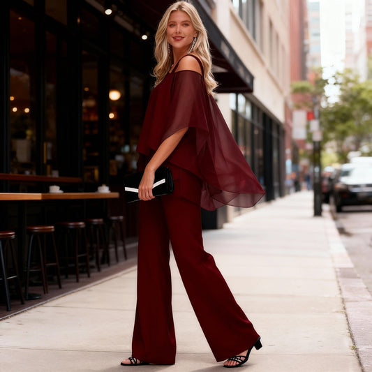 Casimira | Conjunto moderno para mujer con top en capas y pantalones anchos | Refinado