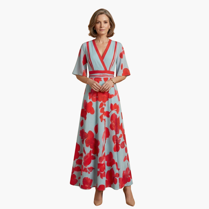 Silvia | Vestido floral elegante para mujer con cuello en V