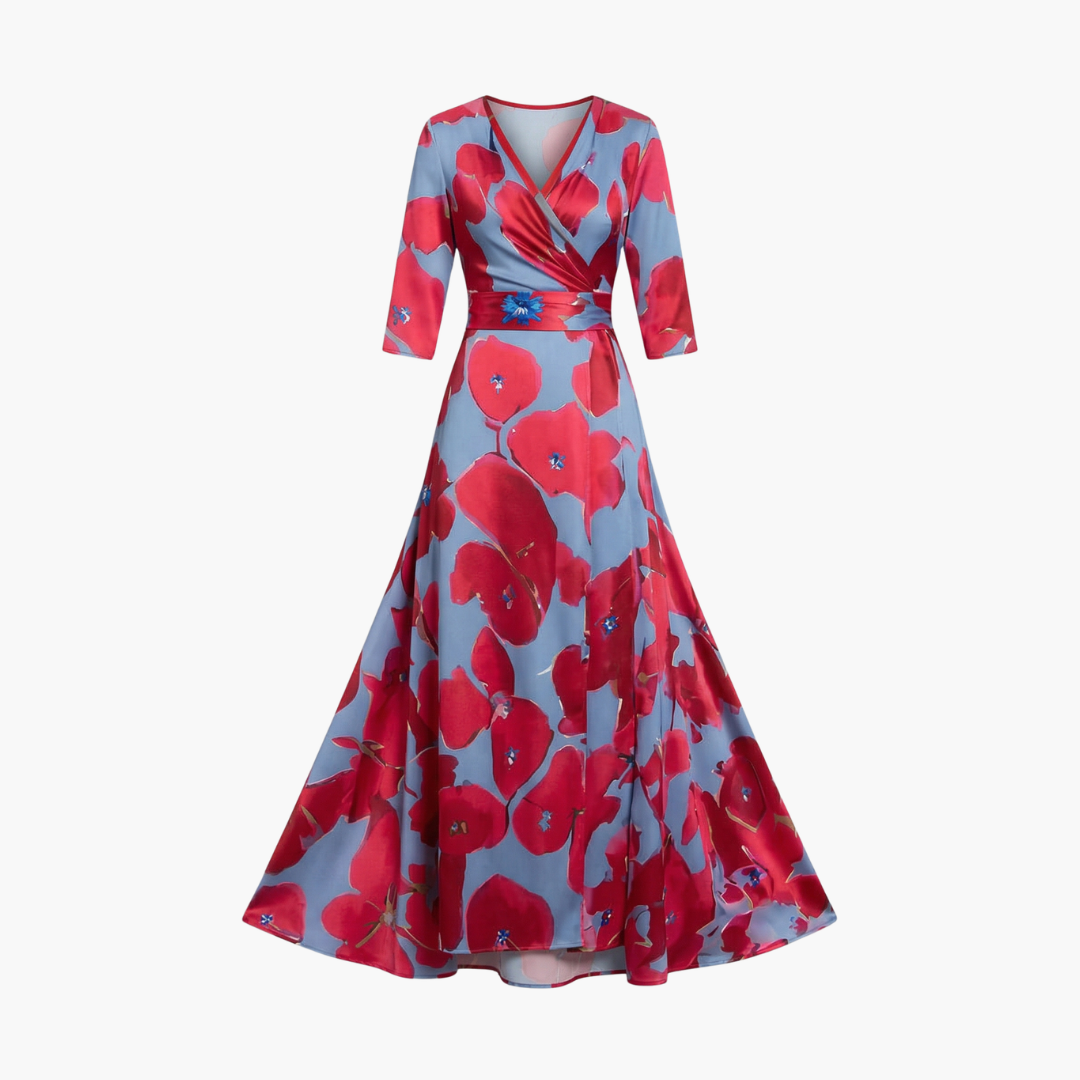 Silvia | Vestido floral elegante para mujer con cuello en V