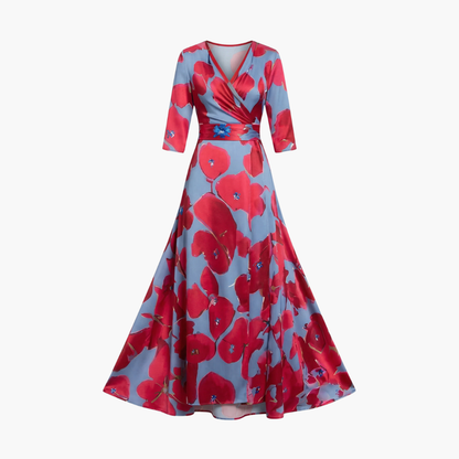 Silvia | Vestido floral elegante para mujer con cuello en V