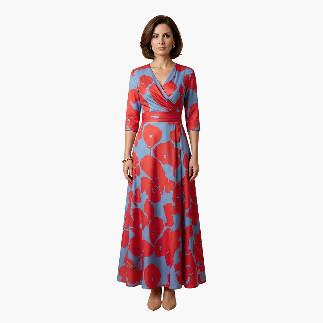 Silvia | Vestido floral elegante para mujer con cuello en V