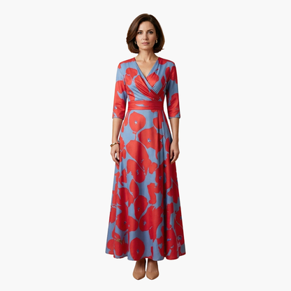 Silvia | Vestido floral elegante para mujer con cuello en V
