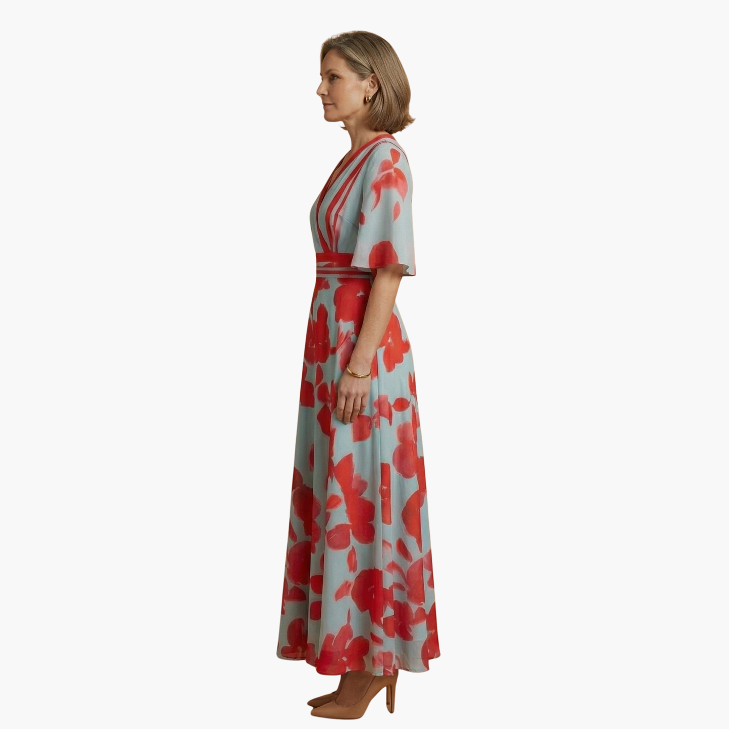 Silvia | Vestido floral elegante para mujer con cuello en V