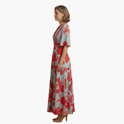 Silvia | Vestido floral elegante para mujer con cuello en V
