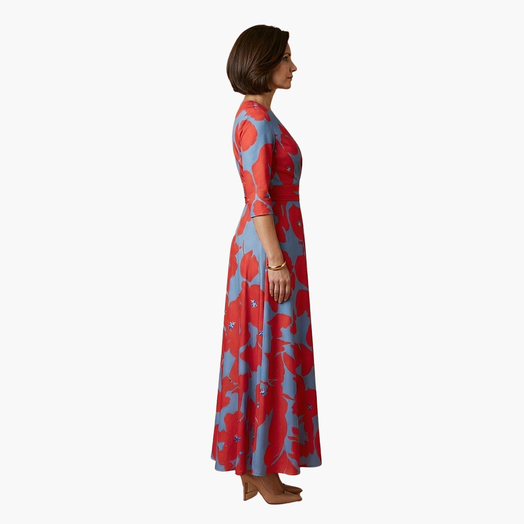 Silvia | Vestido floral elegante para mujer con cuello en V