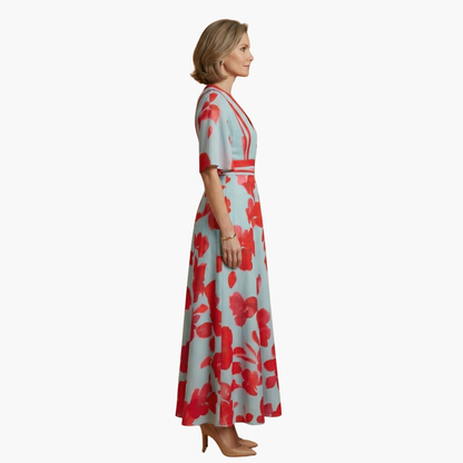 Silvia | Vestido floral elegante para mujer con cuello en V
