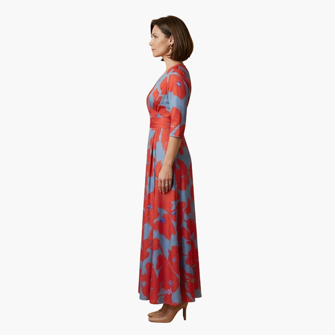 Silvia | Vestido floral elegante para mujer con cuello en V