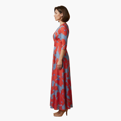 Silvia | Vestido floral elegante para mujer con cuello en V