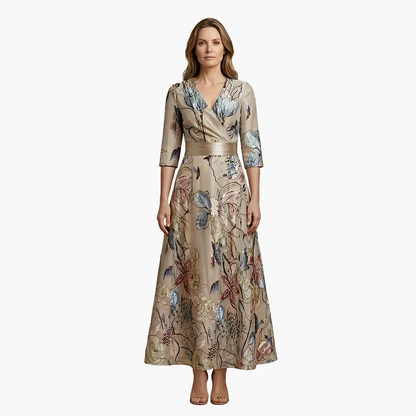 Silvia | Vestido floral elegante para mujer con cuello en V