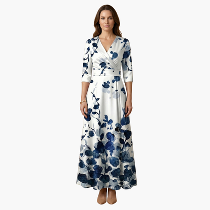 Silvia | Vestido floral elegante para mujer con cuello en V