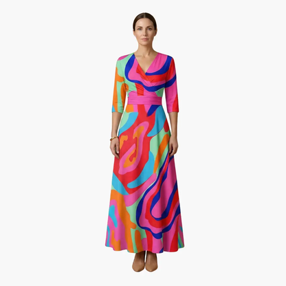 Silvia | Vestido floral elegante para mujer con cuello en V