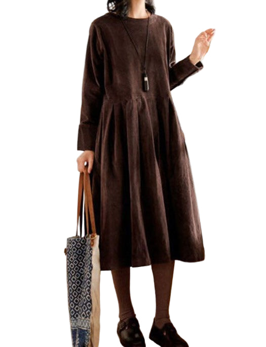 Zara | Midi dress with long sleeves, loose design with pleats