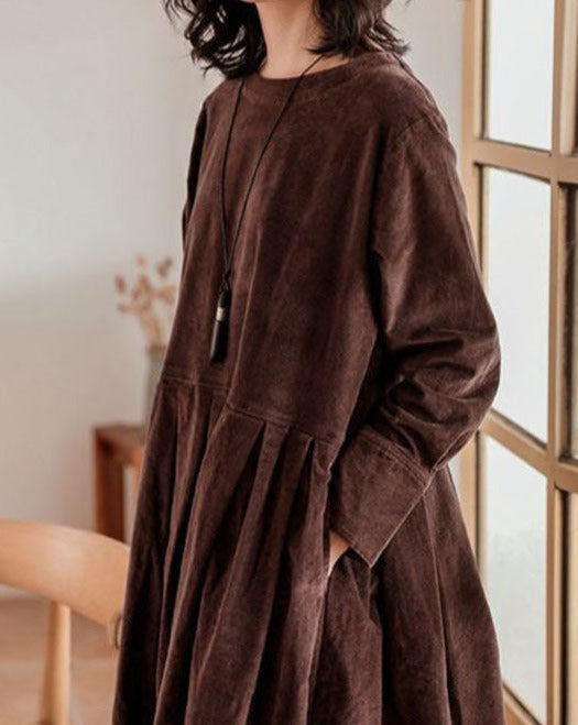 Zara | Vestido midi con manga larga diseño suelto con pliegues