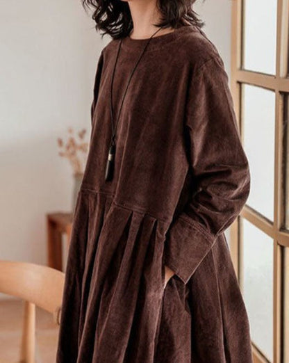 Zara | Vestido midi con manga larga diseño suelto con pliegues