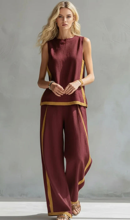 Leoncia | Conjunto elegante con top sin mangas y pantalón